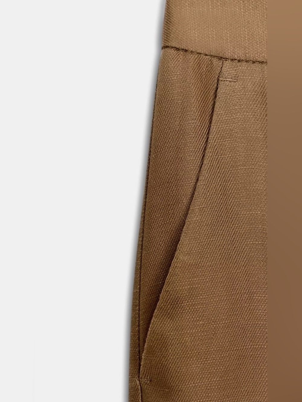 Zara NWT Brown Linen Blend High Rise Straight Leg Tailored Trousers - Picture 7 of 10